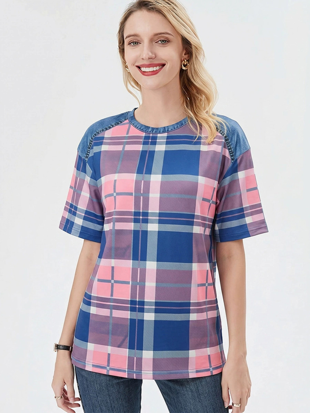 ZARA Fashion Plaid Summer Short Sleeve Shirt Russian Style